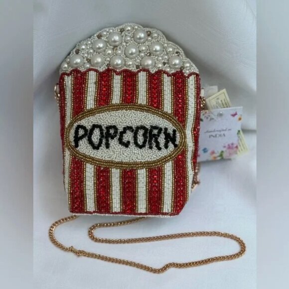 Popcorn Beaded Bag with Faux Pearls Hand Made in India Crossbody Tik Tok Viral - Picture 2 of 6